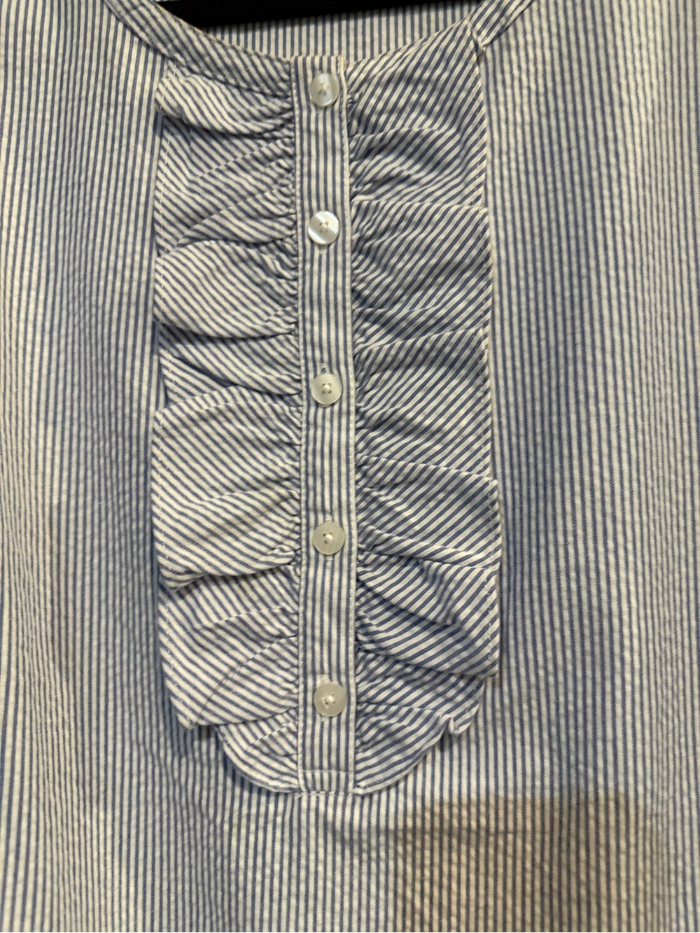 Draper James Blue & White Seersucker Ruffle Shift Dress - Picture 3 of 5
